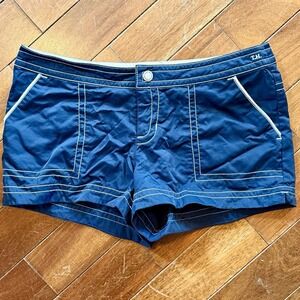 VTG Tommy Hilfiger Navy Blue White Swimsuit Swim Short Shorts Trunks 34x 2.5"